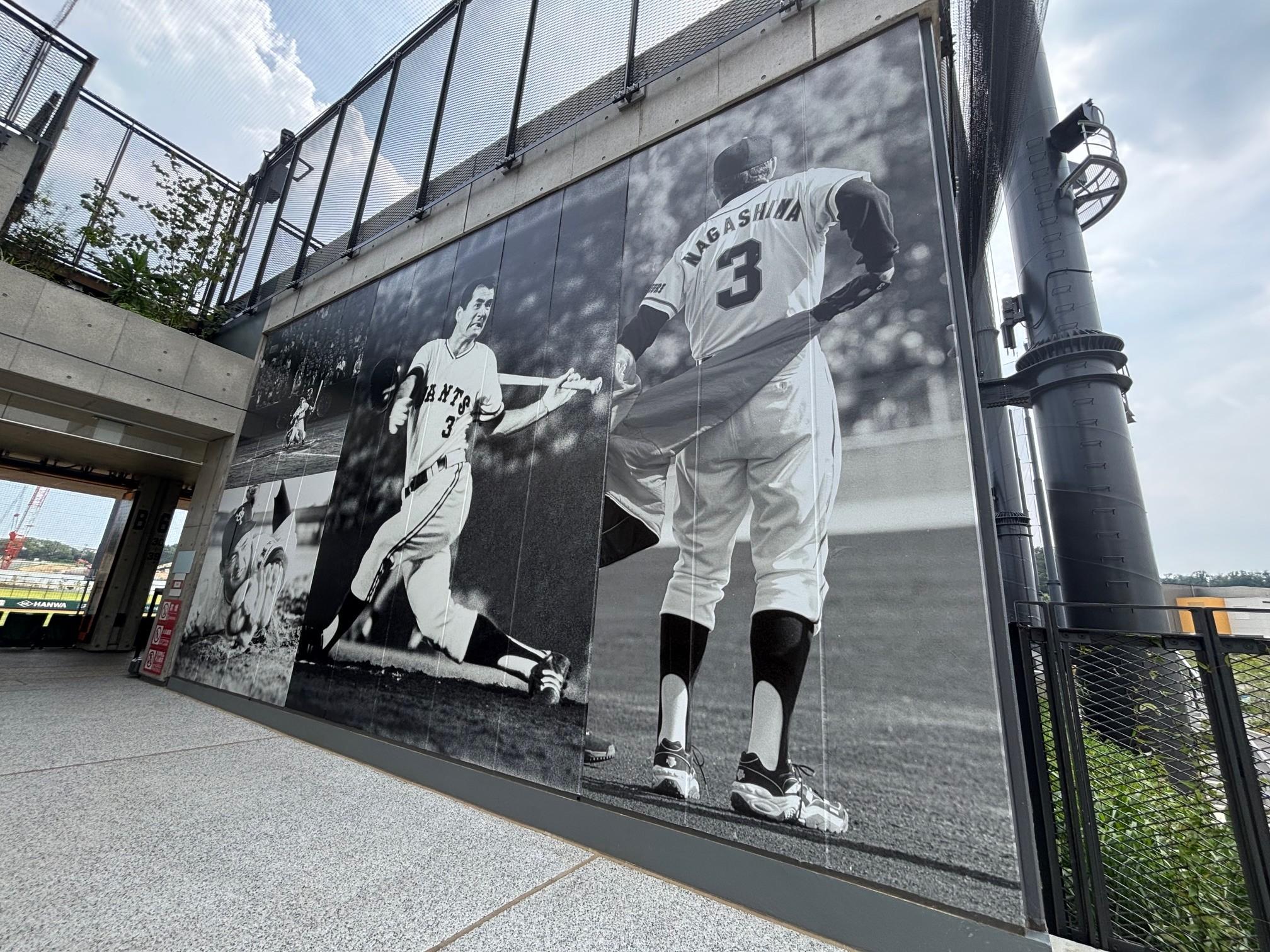 ジャイアンツタウンスタジアムに長嶋さんの壁面装飾や写真展示が