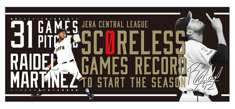 マルティネス投手の「開幕からのセ・リーグ連続無失点試合記録」 記念
