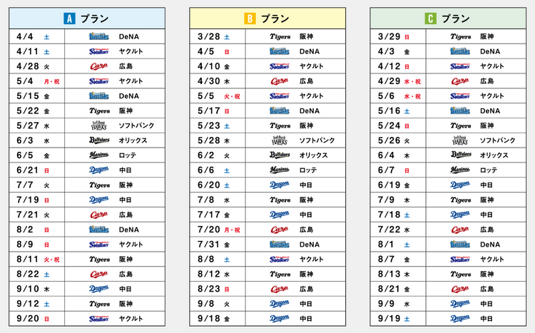 シーズンシート「20試合プラン」「平日/週末プラン」を販売開始 | 読売